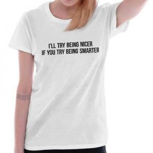 Try Being Nicer Smarter Funny Sarcastic Gift Womens Short Sleeve Ladies T Shirt