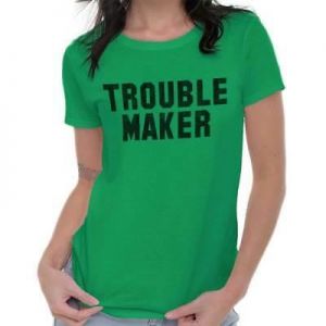 Troublemaker Rebel Funny Sarcastic Graphic Womens Short Sleeve Ladies T Shirt