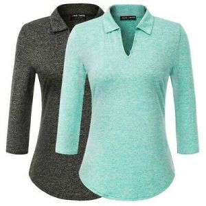T-Shirt Tops Clothing Moisture wicking Buttons High Stretchy Sports Pratical