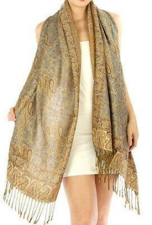 Fashion Outlined Paisley Pashmina Scarf Shawl Wrap 24 COLORS