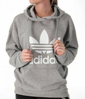 buyeverything clothes for women NEW ADIDAS ORIGINALS WOMEN'S TREFOIL HOODIE  ~SIZE LARGE  #BP9486  GRAY