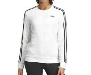 buyeverything clothes for women NEW ADIDAS ORIGINALS WOMEN'S 3 STRIPES FLEECE SWEATSHIRT  ~ MEDIUM #FM7558 WHITE