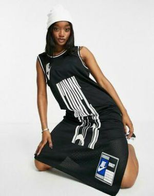 NIKE SPORTSWEAR AIR AF1 FORCE JERSEY MESH LONG DRESS - BLACK CU6787-010 - S