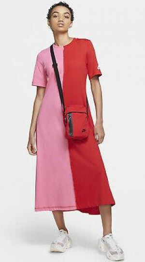 buyeverything clothes for women Nike Sportswear NSW Women's Short-Sleeve Dress Red/Pink/White Small CZ3549-657