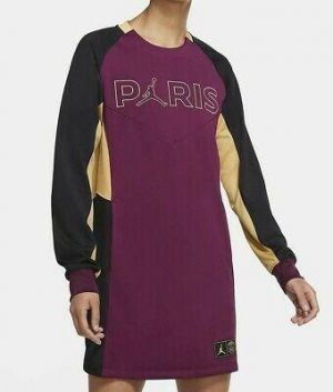 buyeverything clothes for women NIKE Women Jordan PSG Dress Bordeaux Black Club Gold CW2924 610 - Large New